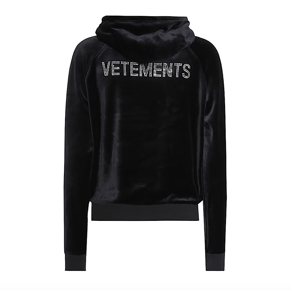 VETEMENTS velvet rhinestone hoodie size S